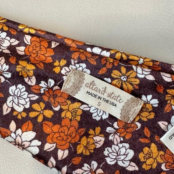 Altar'd State Brown Floral Halter Wrap Crop Top - Picture 5 of 6